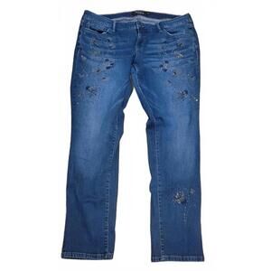 Torrid Medium Wash Floral Embroidered Premium Straight 16R